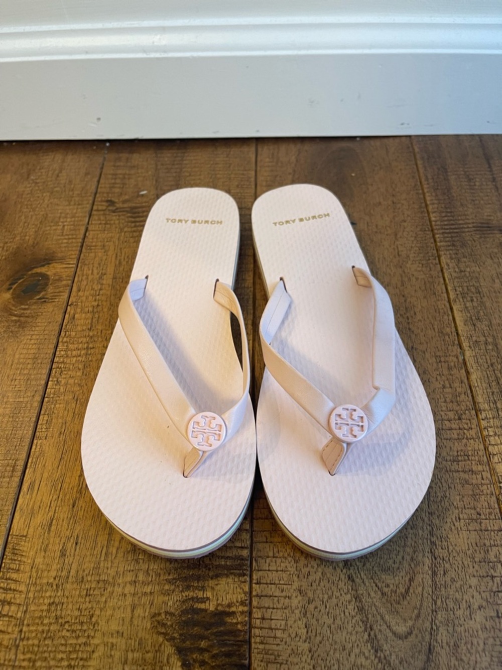Tory Burch Pale Pink Logo Flip Flop Sandals